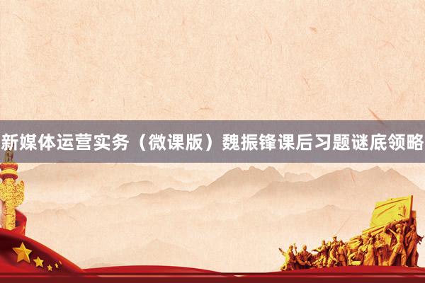 新媒体运营实务（微课版）魏振锋课后习题谜底领略